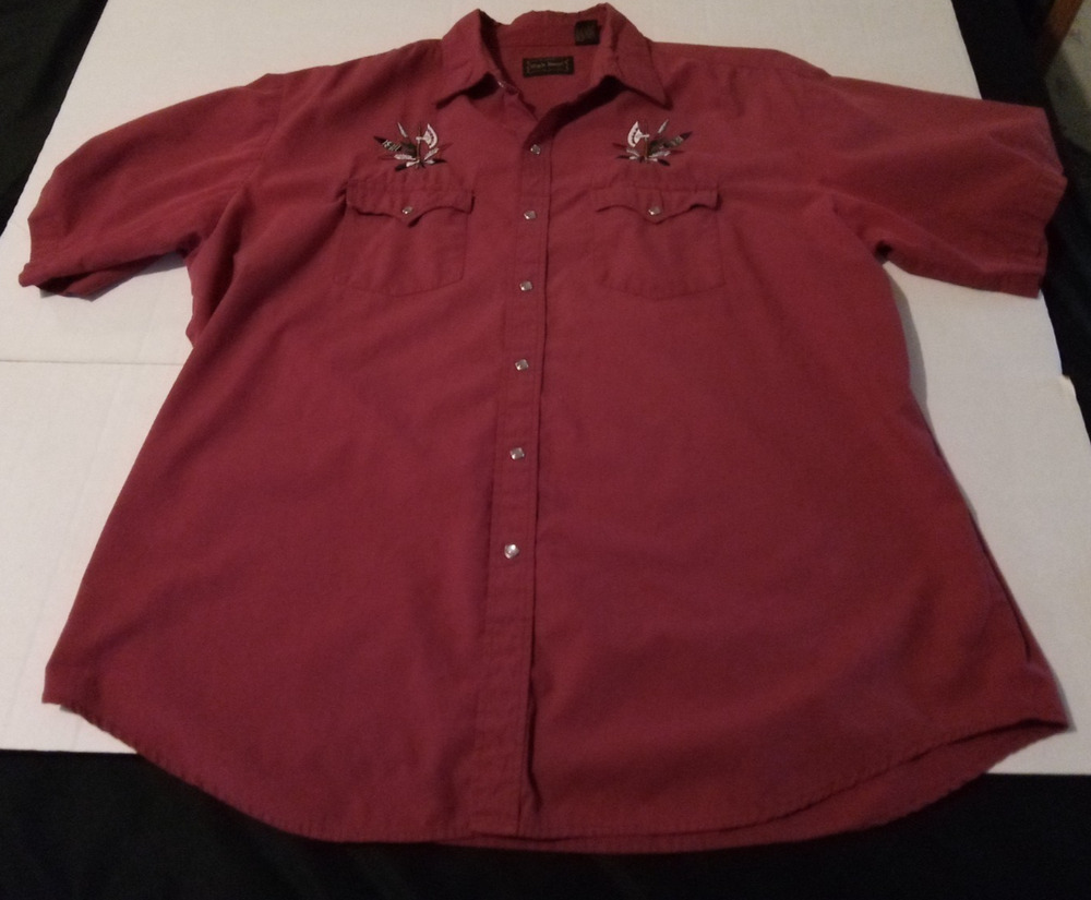 High Noon Mens Size XL Red Short Sleeve Western Shirt